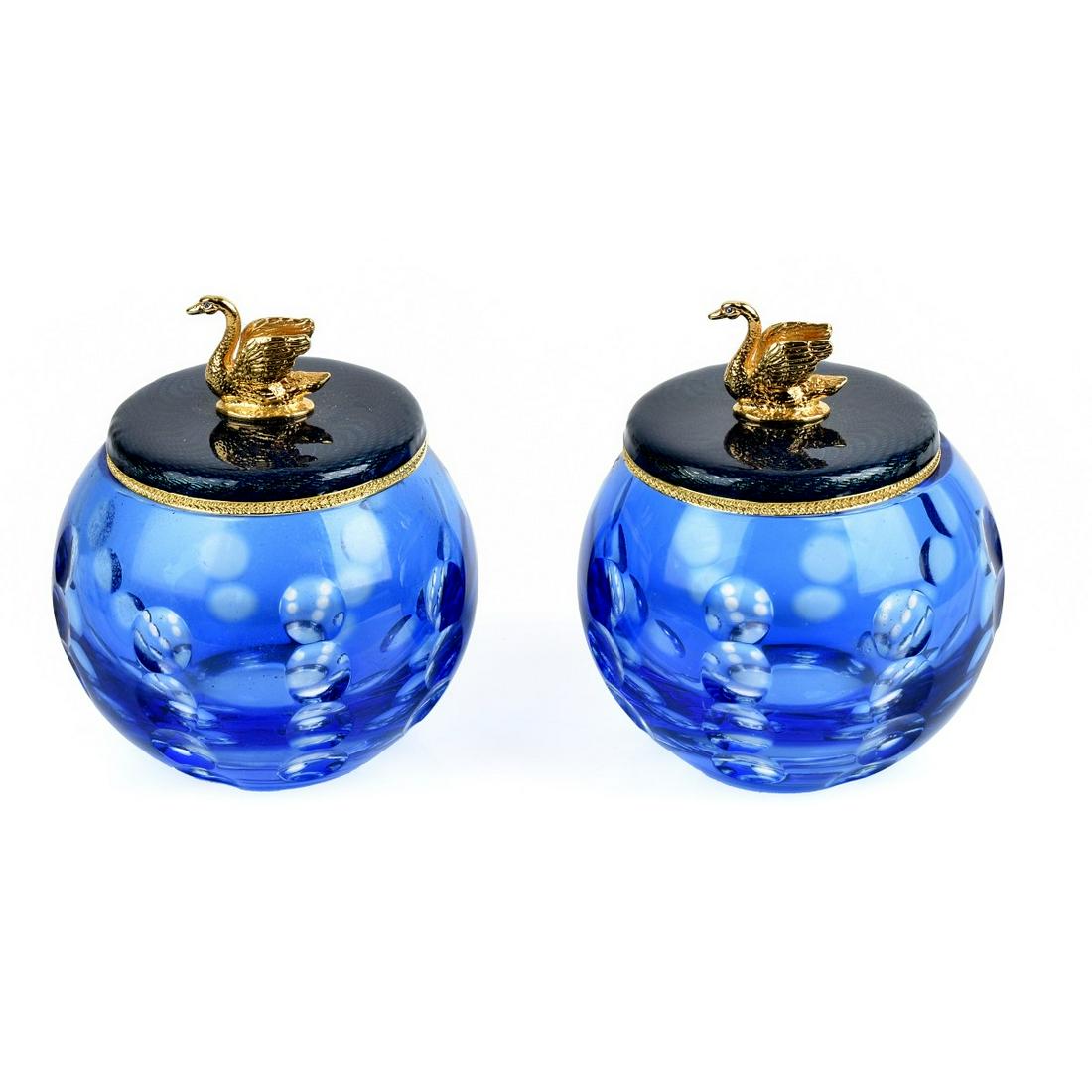 Pair of Faberge Covered Jars (1 of 4)