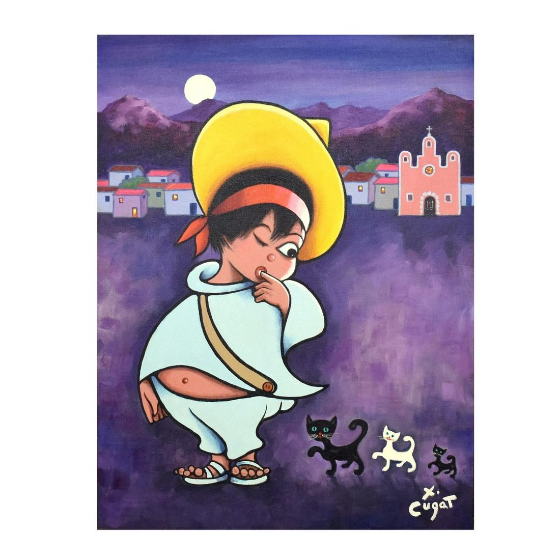 Xavier Cugat (1900 - 1990) O/C Chico con Gatos (1 of 6)