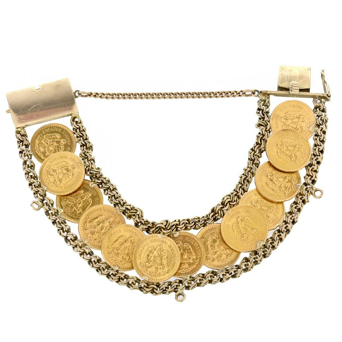 14K and Mexican Gold Coin Bracelet (1 of 4)