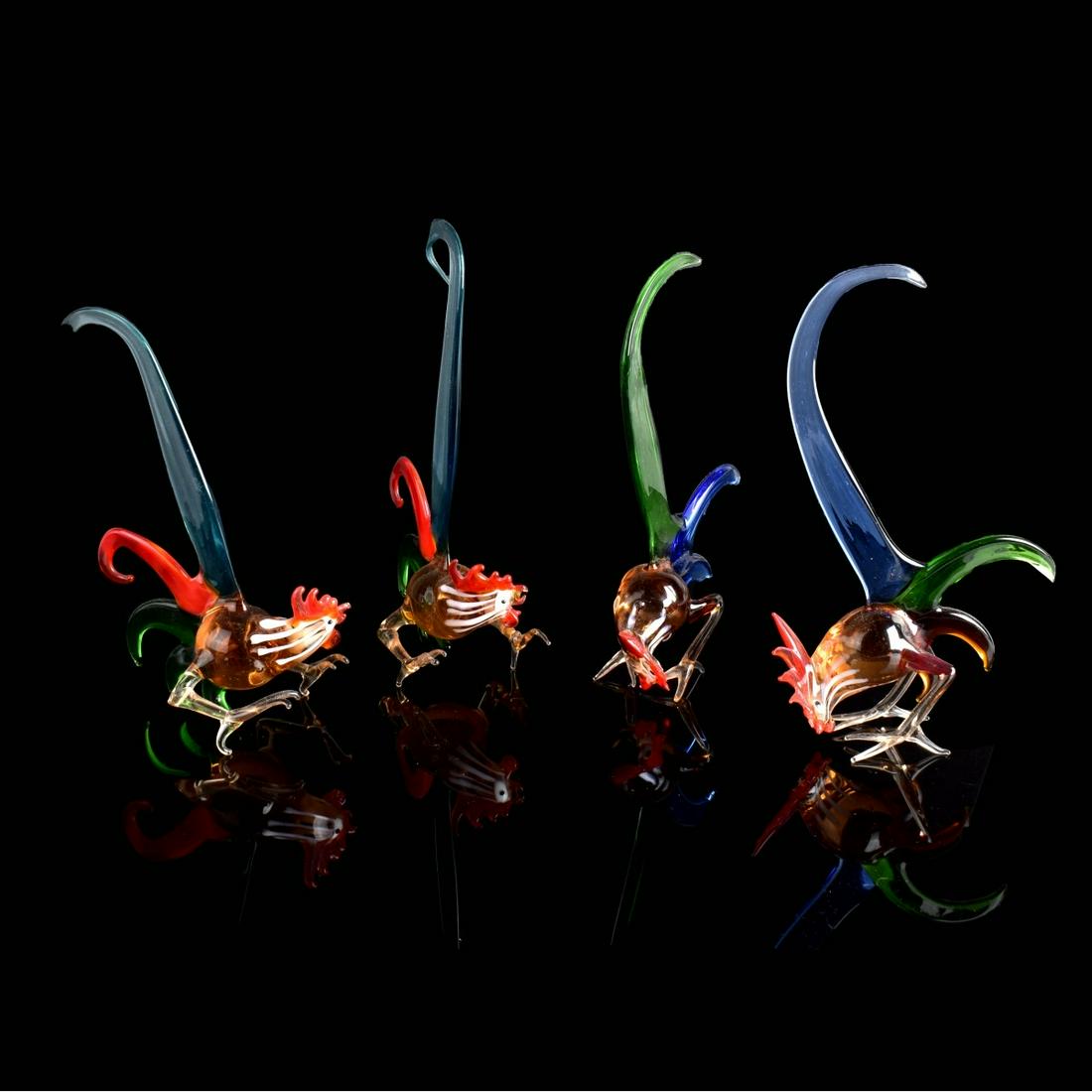 Murano Art Glass Rooster Figurines (1 of 4)