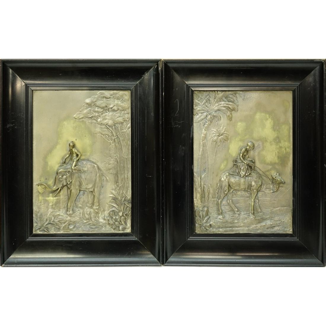 2 Vintage Orientalist School Brass Relief Panels (1 of 4)