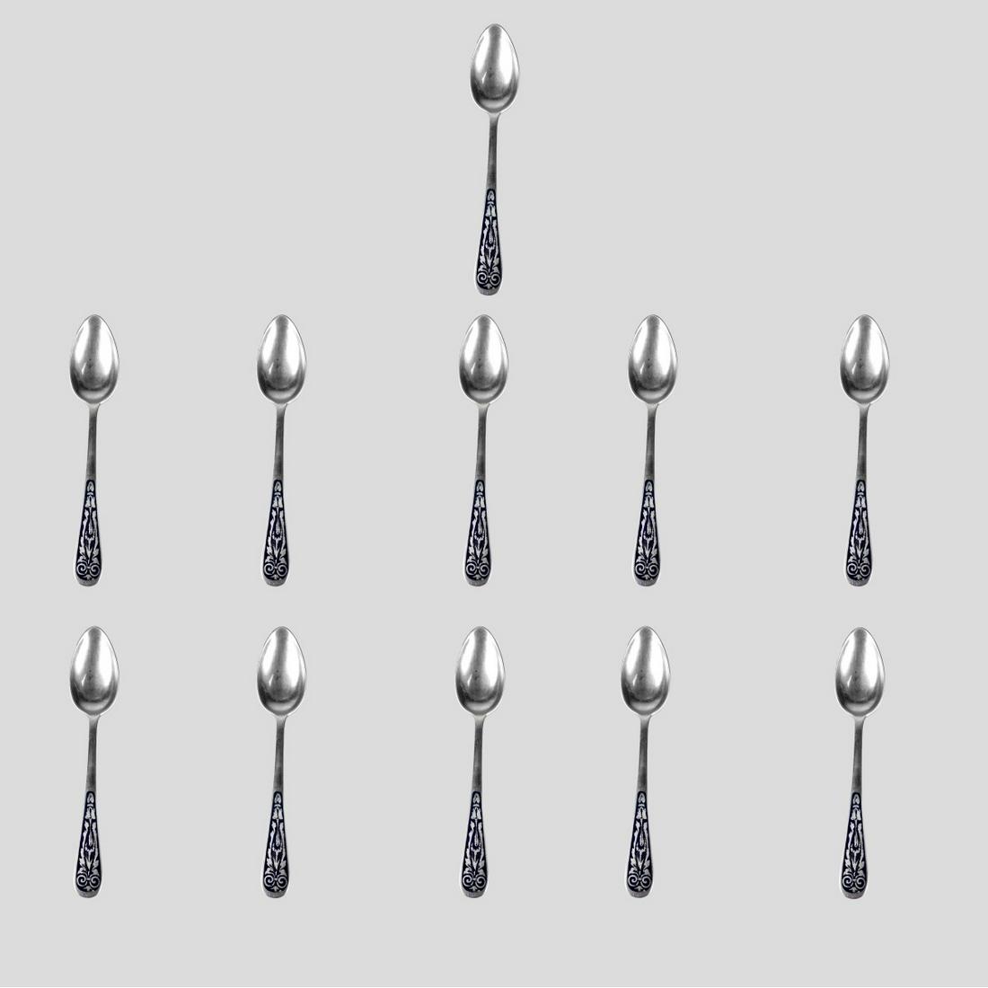 Eleven Russian Niello 875 Silver Spoons (1 of 6)