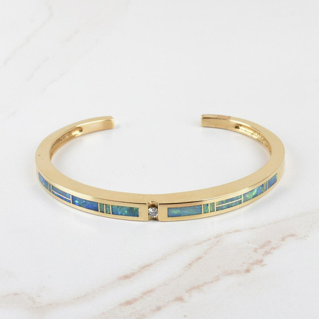 Black Opal, Diamond and 14K Bangle (1 of 4)
