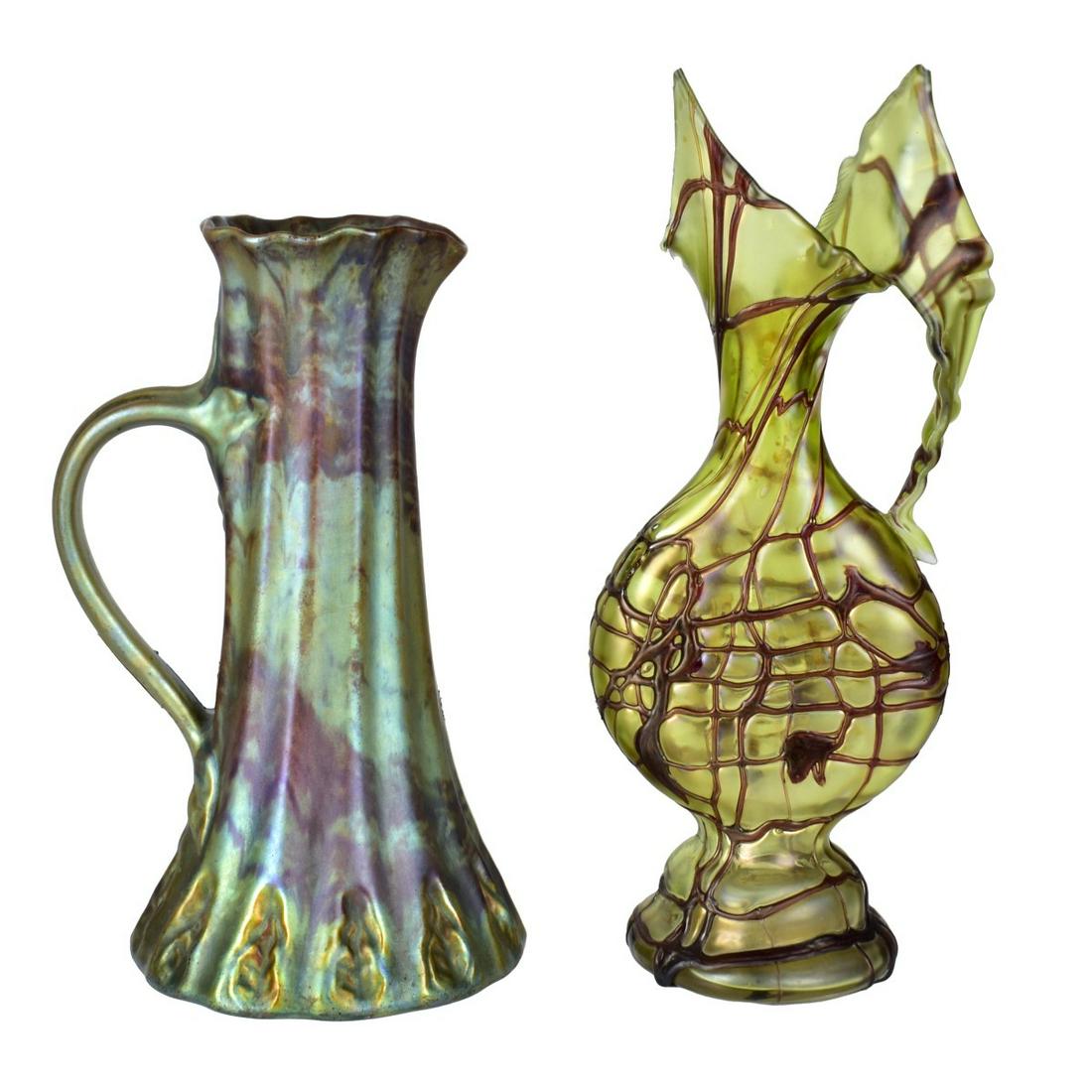 Loetz Ewer and Zsolnay Pitcher (1 of 6)