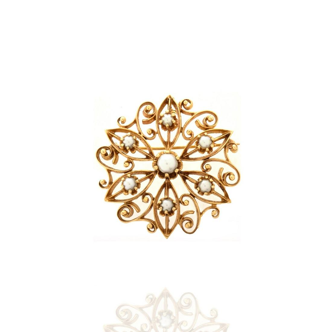 Pearl and 14K Pendant / Brooch (1 of 6)