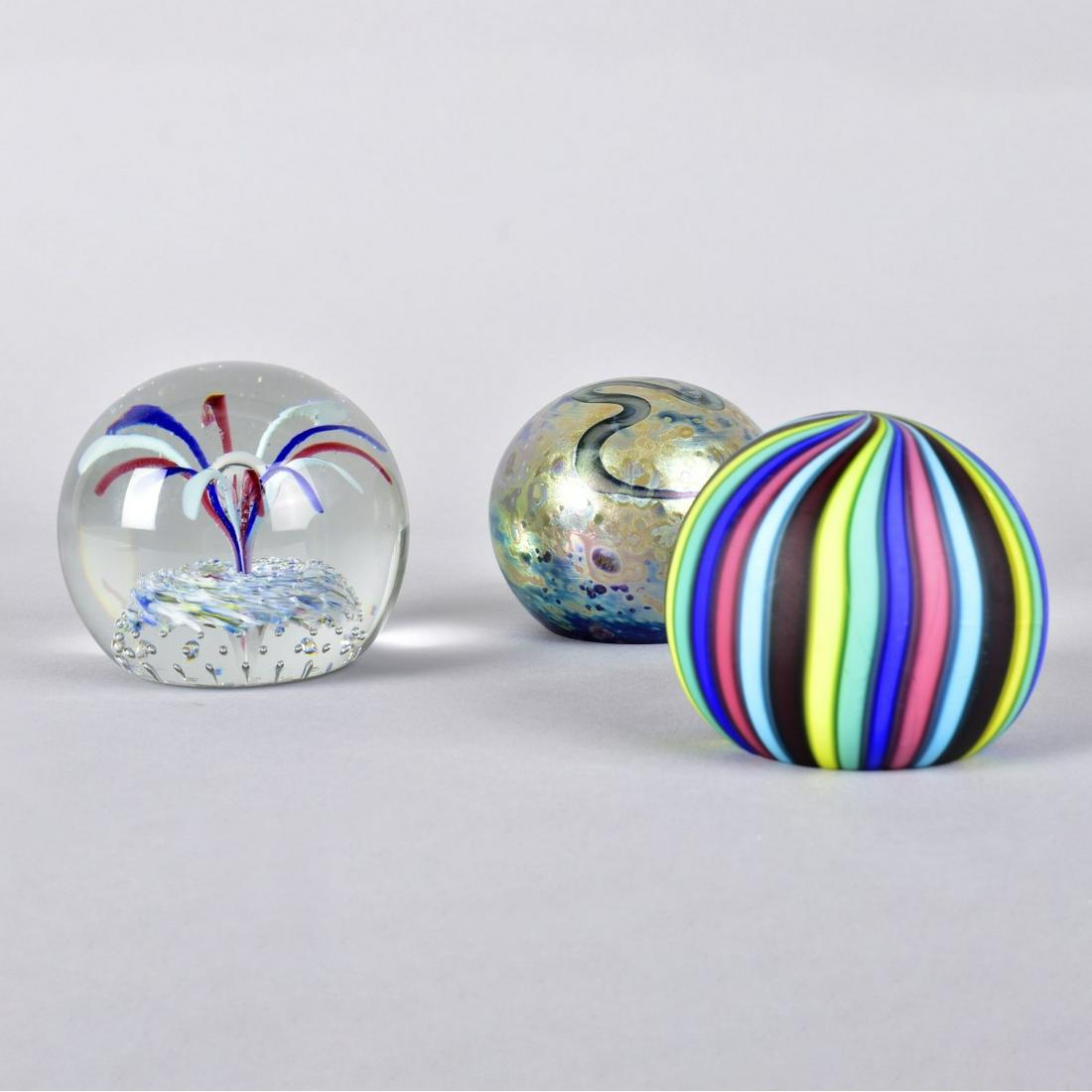 Three Vintage Art Glass Paperweights (1 of 7)