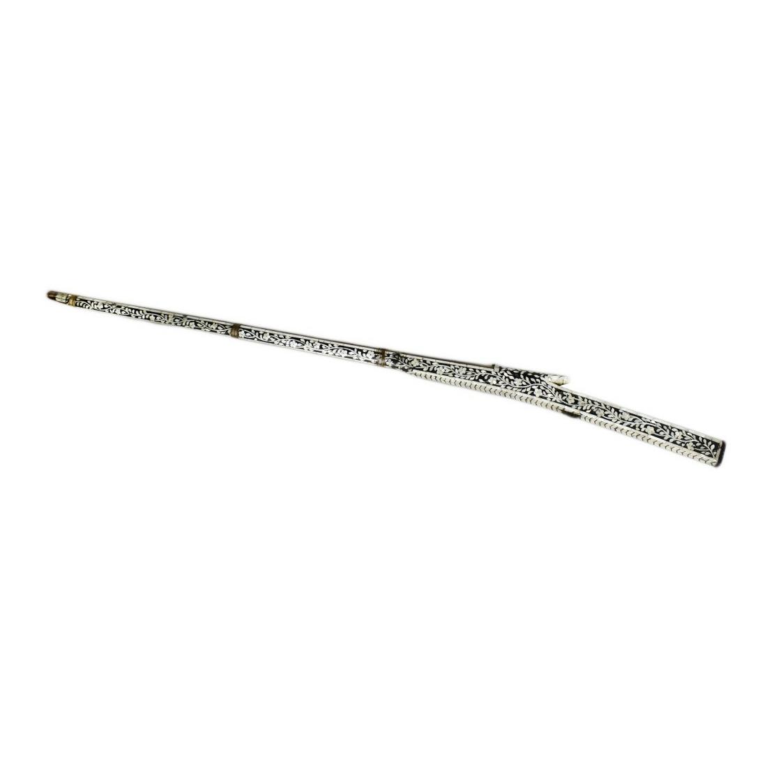Antique Indian Mughal Match Lock Rifle: Antique Indian Mughal Mother of Pearl Inset Match Lock Rifle. Measures 65-3/4" long. Estimate: $200.00 - $600.00 Domestic Shipping: Third party Condition: Good condition.