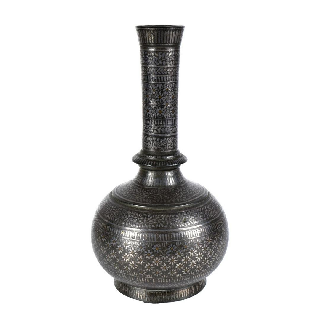 Antique Indian Bidri Bottle Vase (1 of 3)