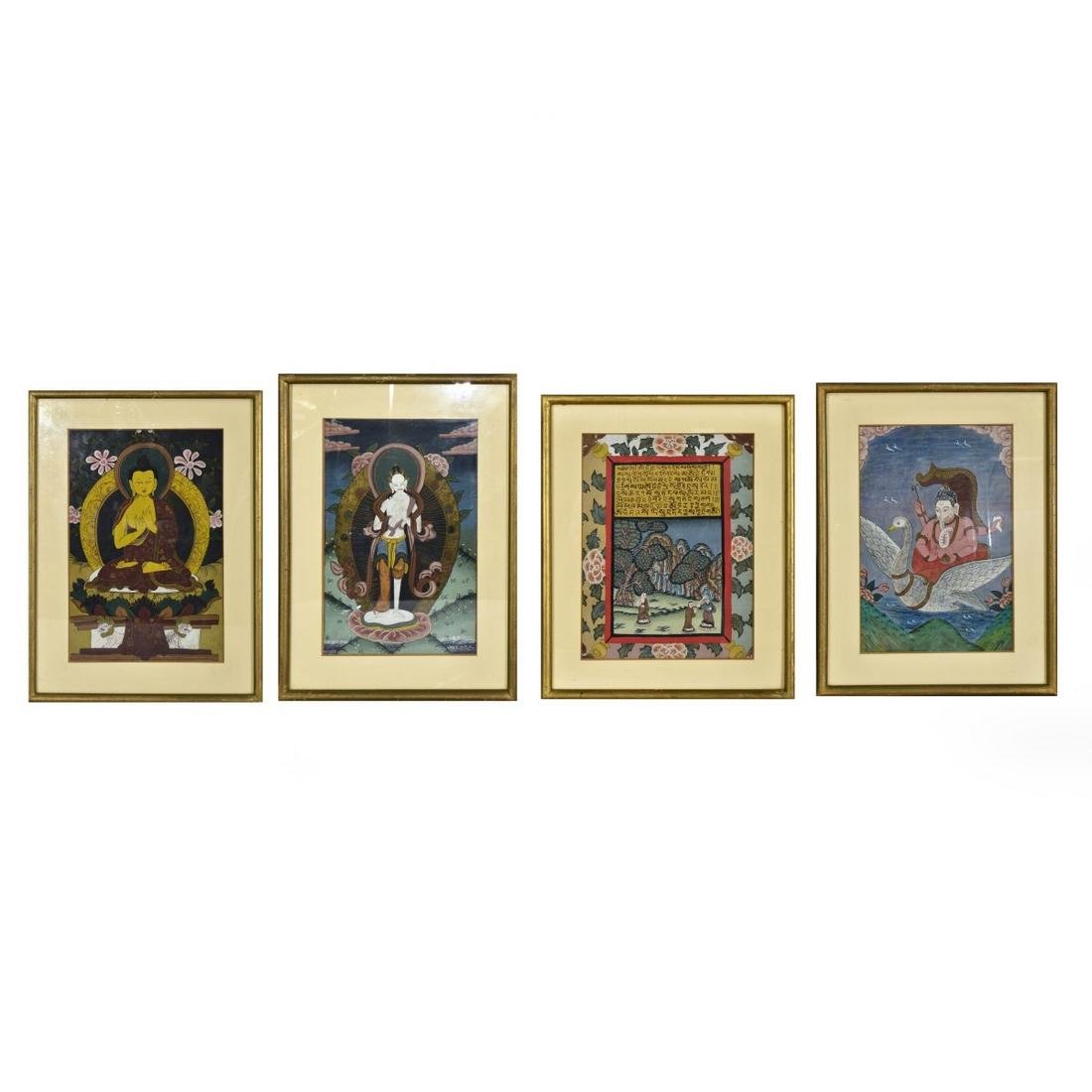 Four Framed Buddhist Thangka Paintings (1 of 6)