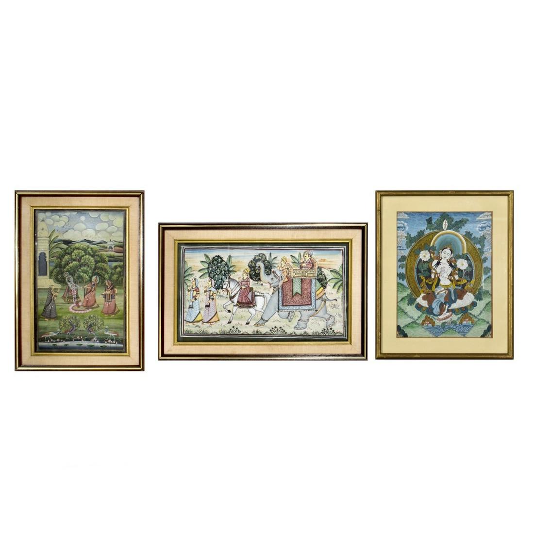 Three Framed Indian Buddhist Paintings (1 of 8)