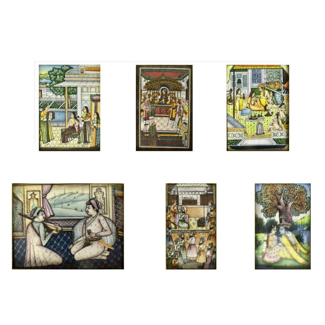 Six Framed Assorted Mughal and Indian Paintings (1 of 3)