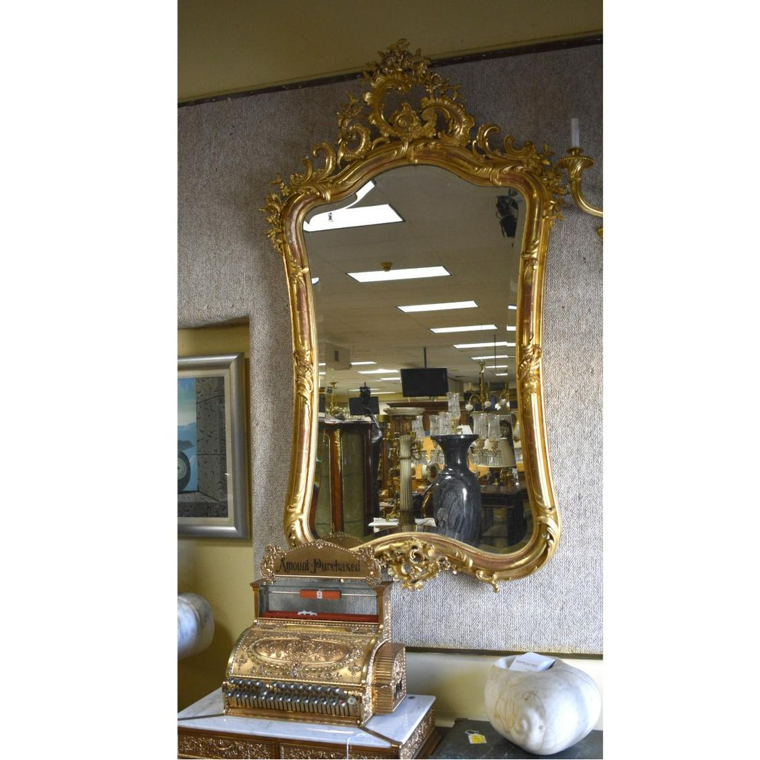 French Rococo Carved Gilt Mirror (1 of 3)
