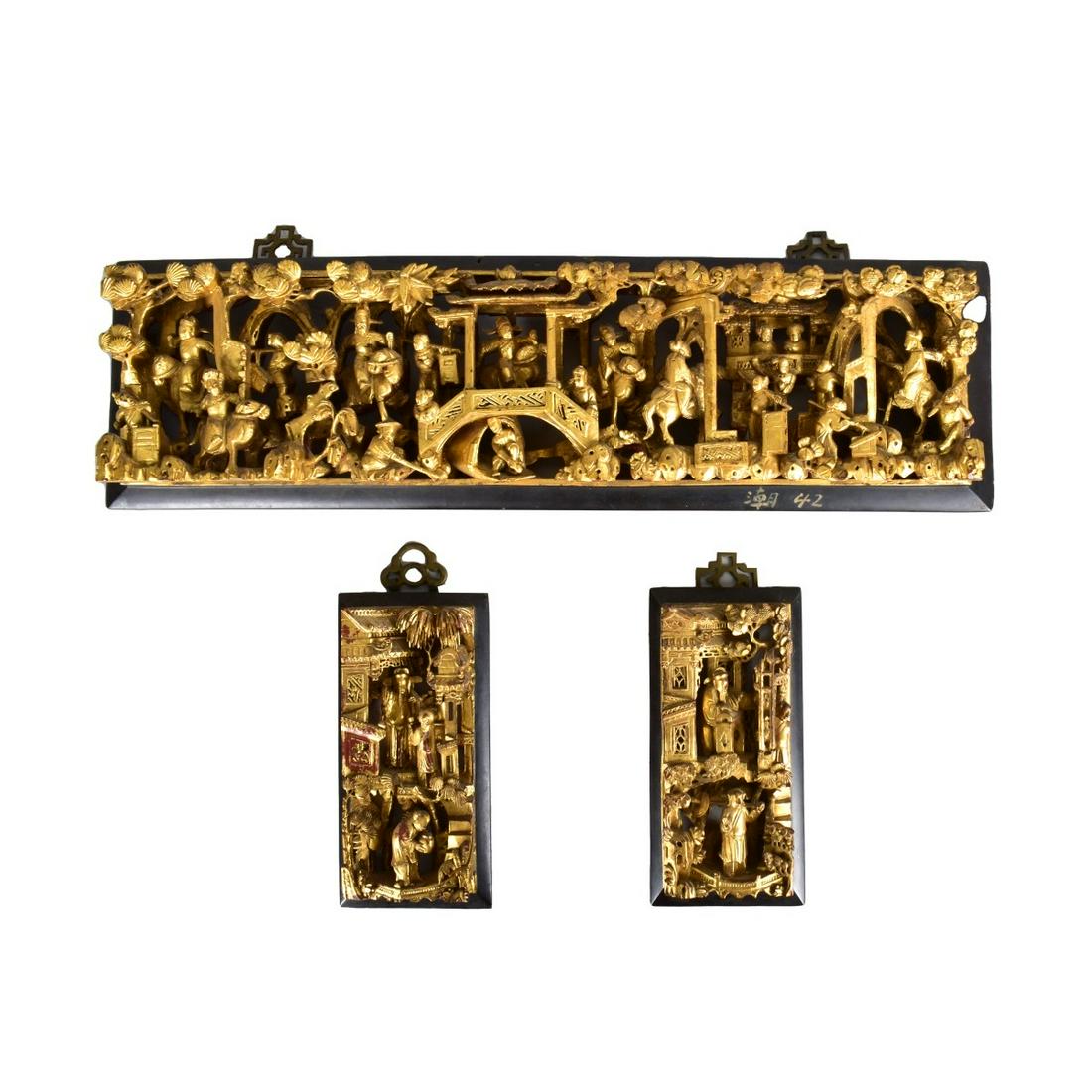 Chinese Gilt Painted Wooden Panels (1 of 4)