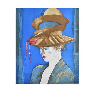 David Remfry (Born 1942): David Remfry, English (Born 1942) Lithograph on Paper "Portrait of a Woman Wearing a Hat" Signed and Numbered 25/50. Measures 17-3/4" x 14-7/8". Frame measures 28-5/8" x 25-1/8". Estimate: $100.00 -