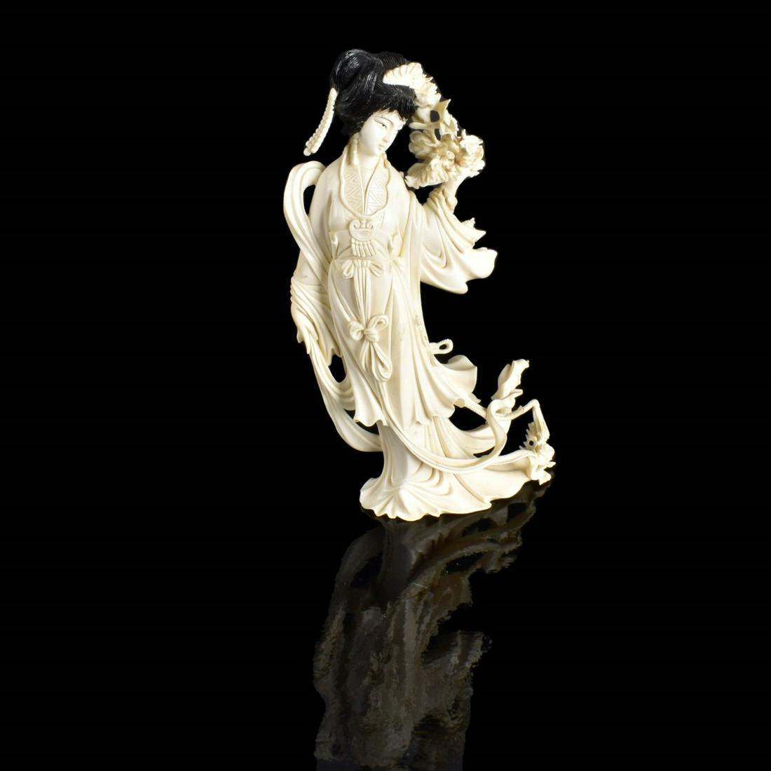 Antique Chinese Carved Figurine holding Flowers (1 of 6)