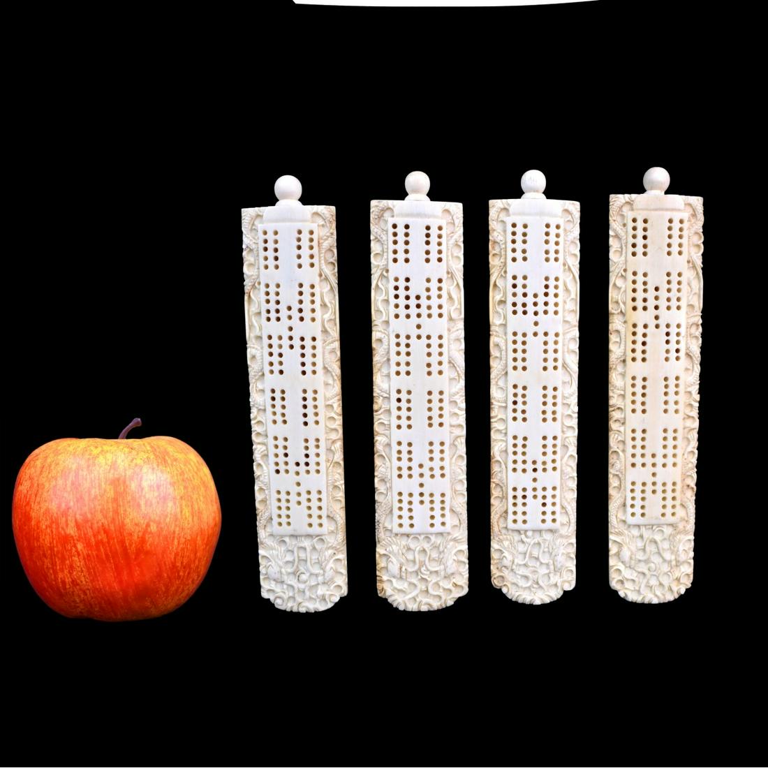 Four Chinese Carved Cribbage Boards (1 of 3)