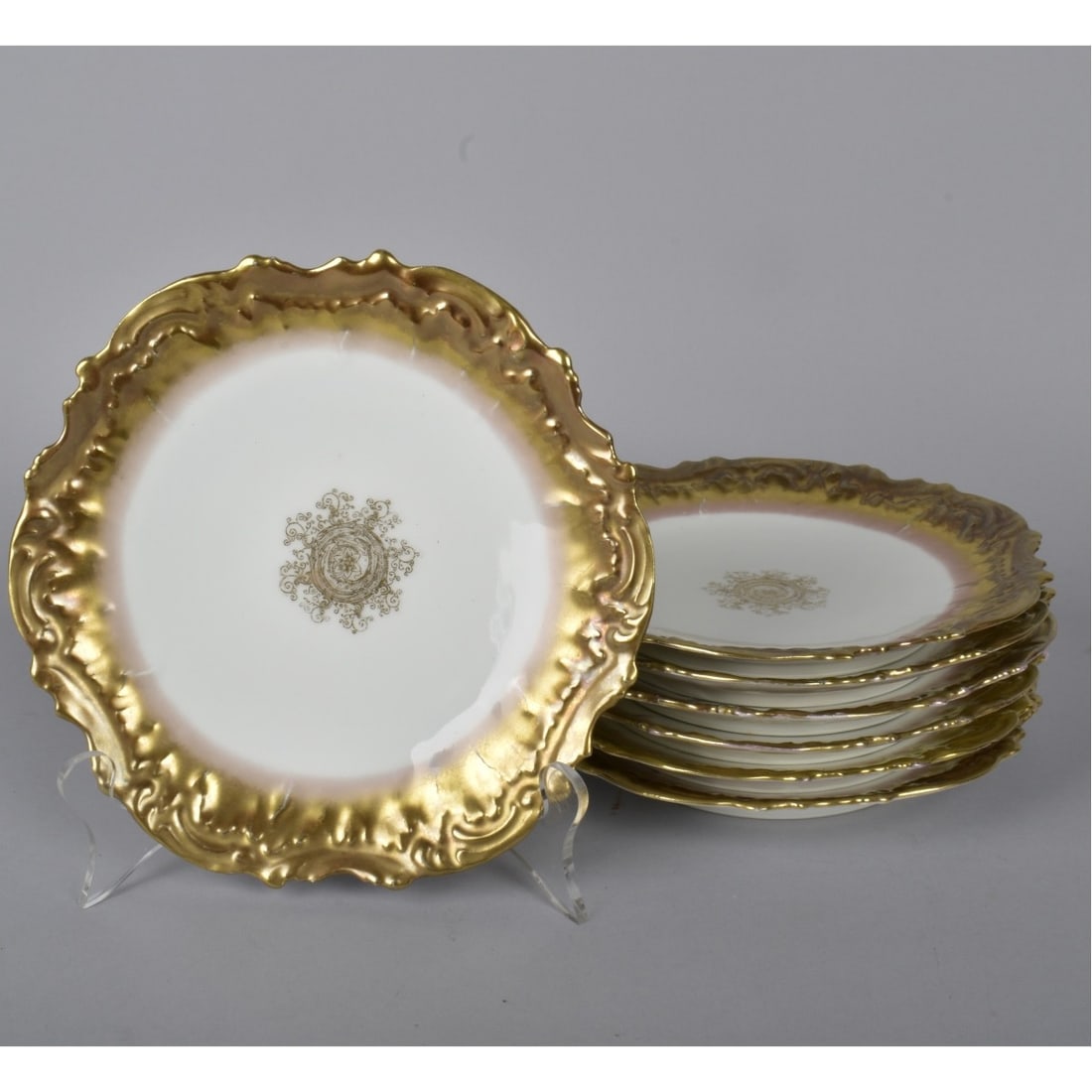 Seven LS&L Limoges Gold Boarder Plates (1 of 7)