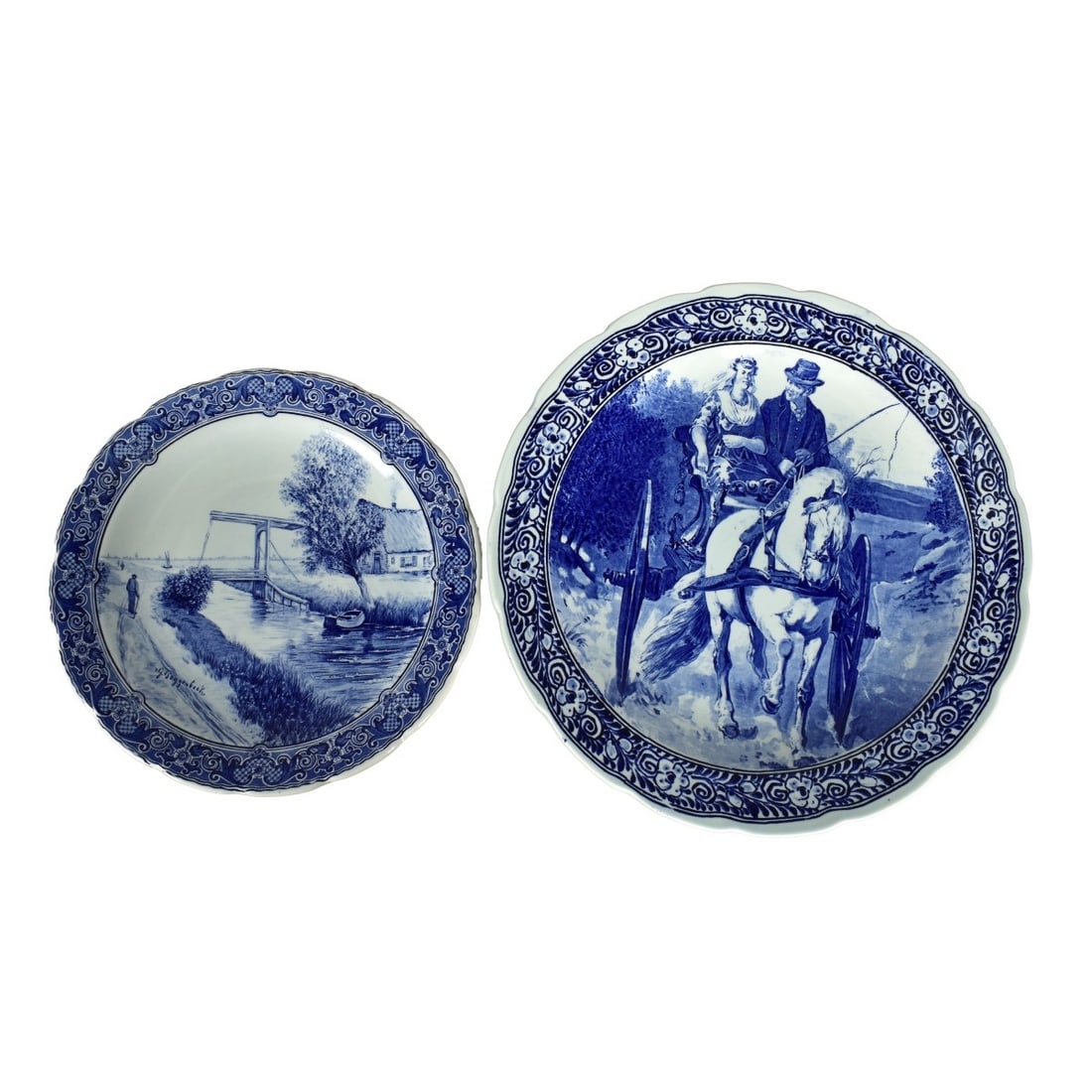 Two Large Delft Blue and White Chargers (1 of 7)