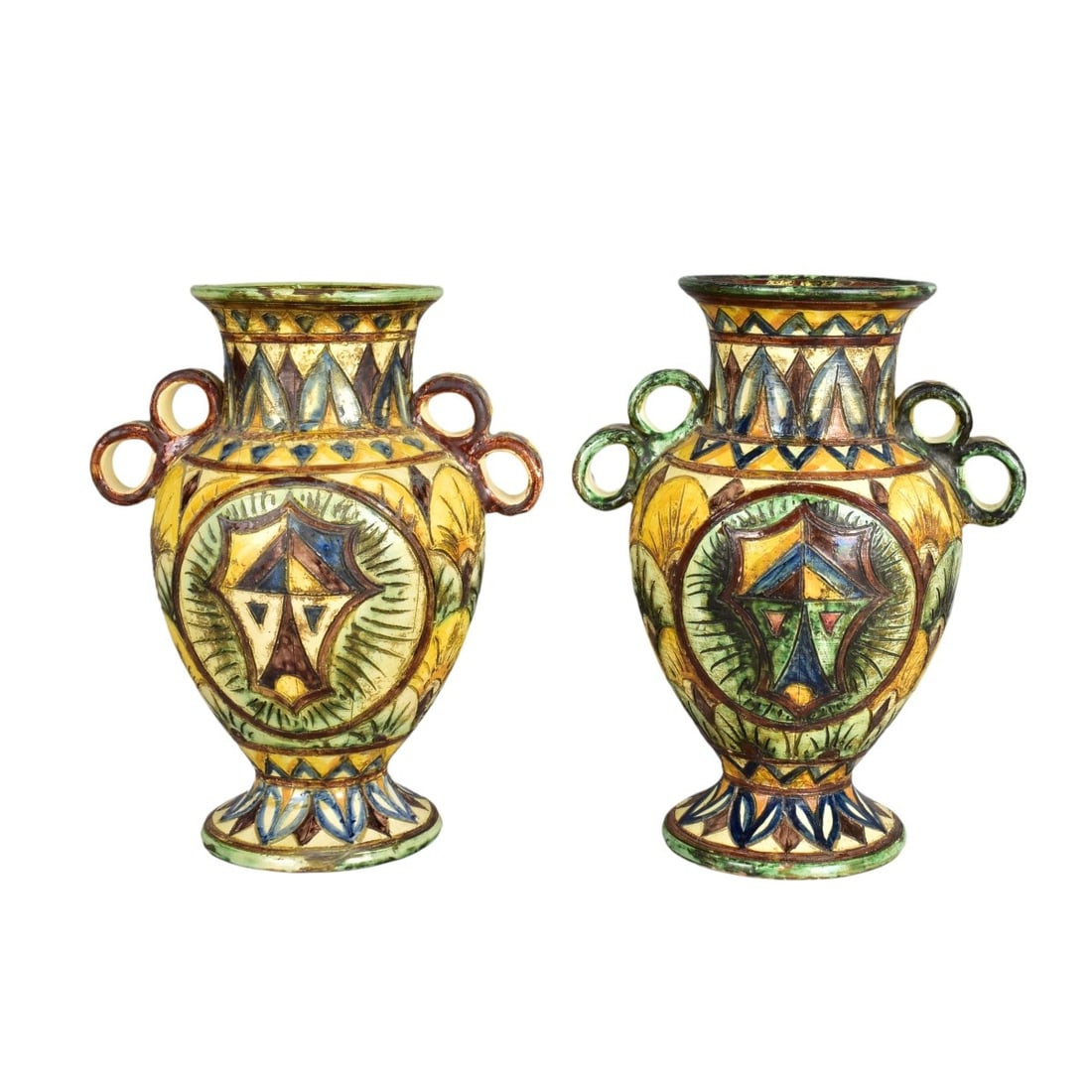 Pair of Italian Cellini Majolica Ceramic Vases (1 of 7)