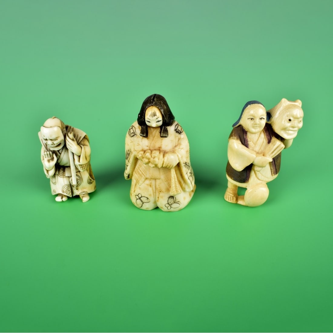 Three Antique Japanese Netsuke Figurines (1 of 5)