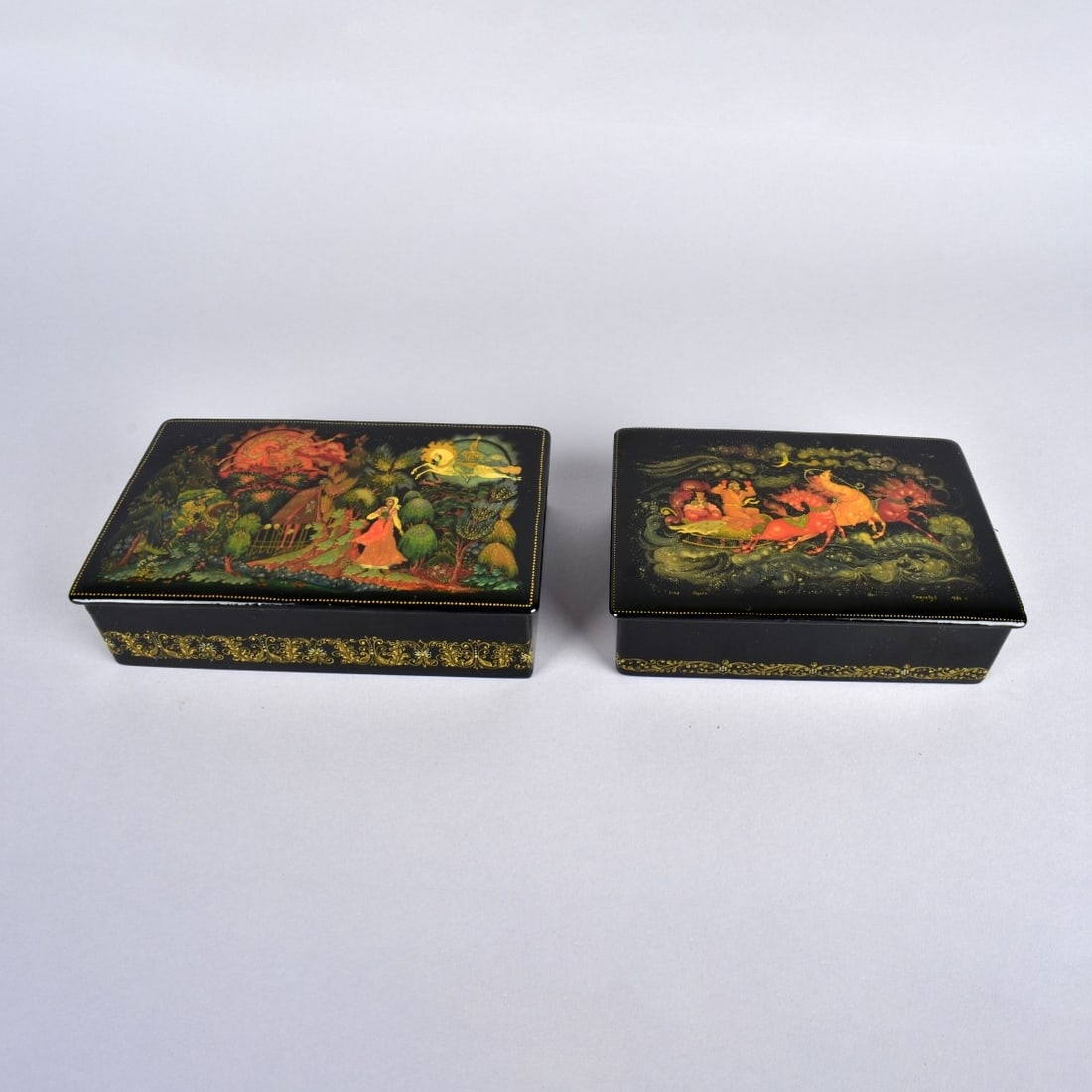 Two Vintage Russian Lacquer Boxes (1 of 4)