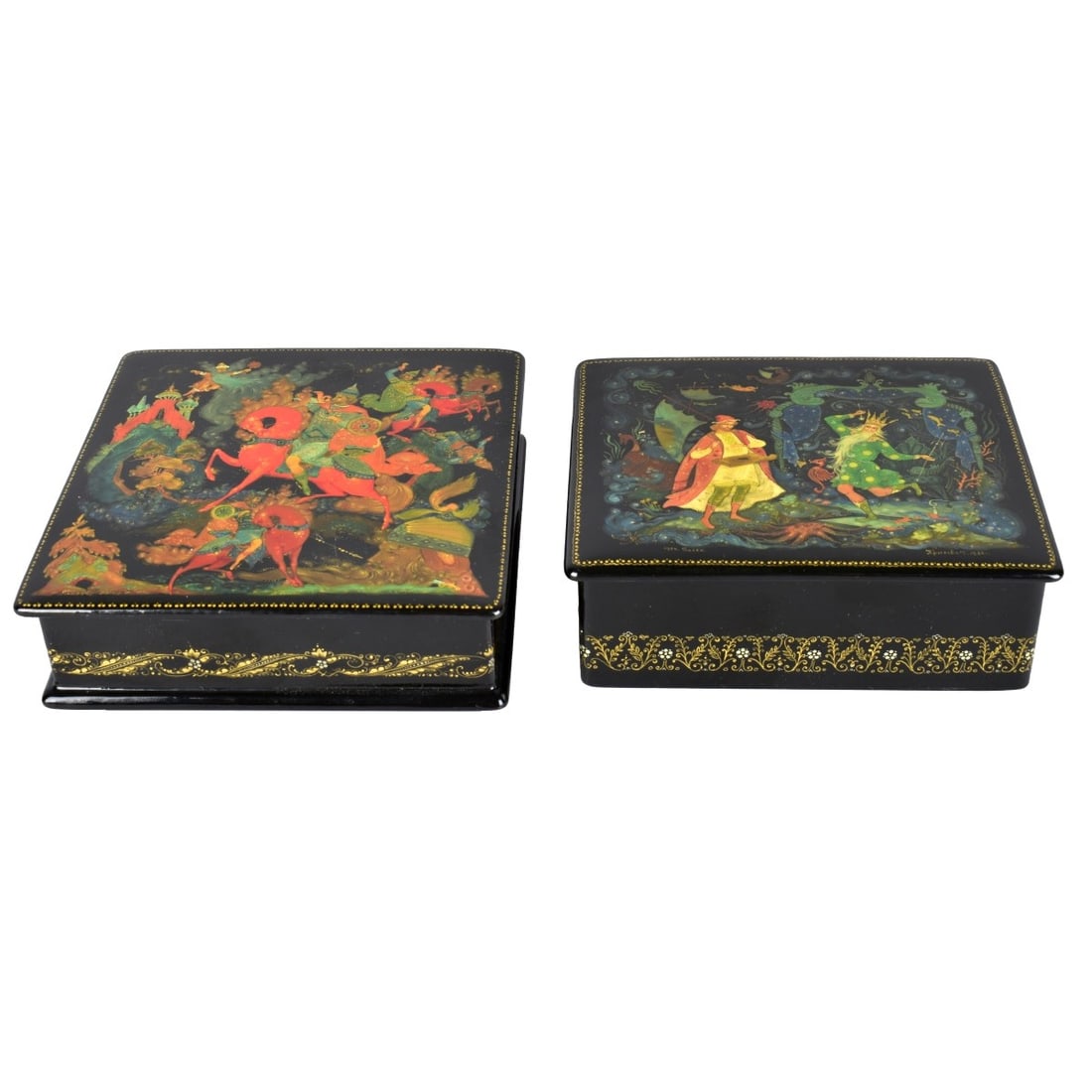 Two Vintage Russian Lacquer Boxes (1 of 8)