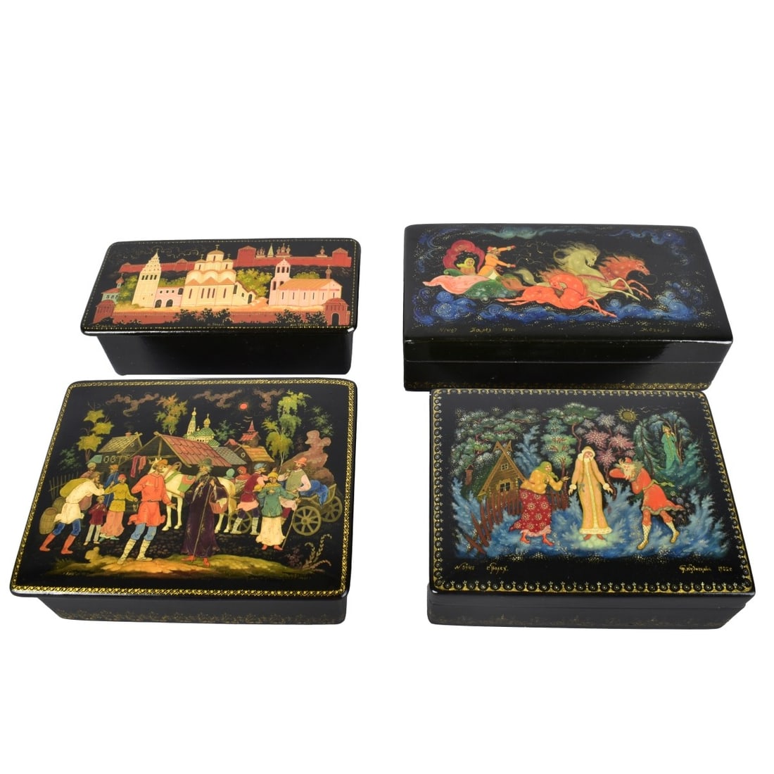 Four Vintage Russian Lacquer Boxes (1 of 4)