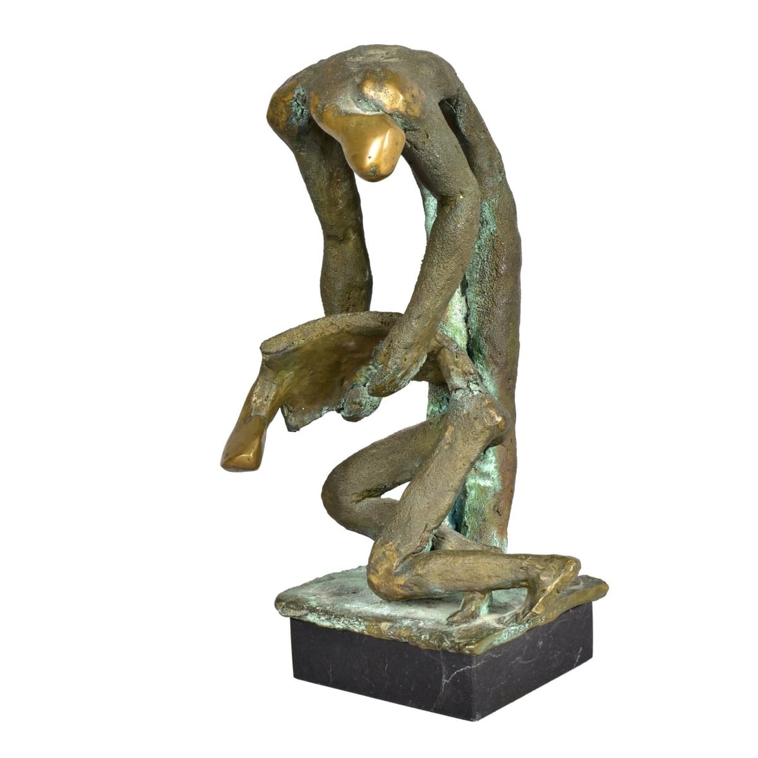 Robert Csikszentmihalyi (Born 1940): Robert Csikszentmihalyi, Hungarian (Born 1940) "Lifting Up" Bronze Sculpture Presented on a Marble Base, Signed. Foundry mark. Gallery labels attached on the base. Overall measures 9-3/4" x 5" x 4-1/4