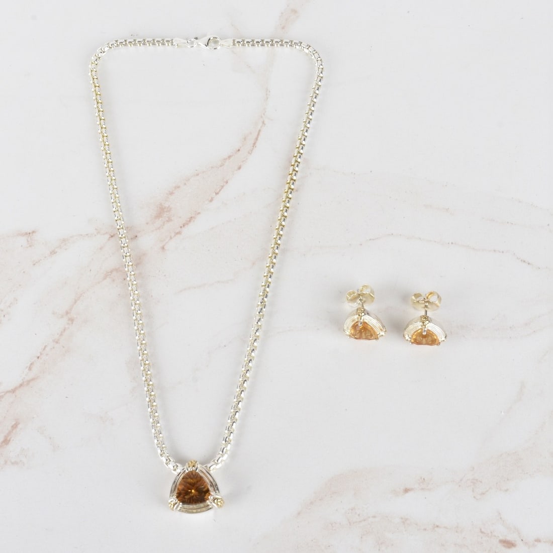 Citrine, 18K and Silver Necklace & Earrings (1 of 3)