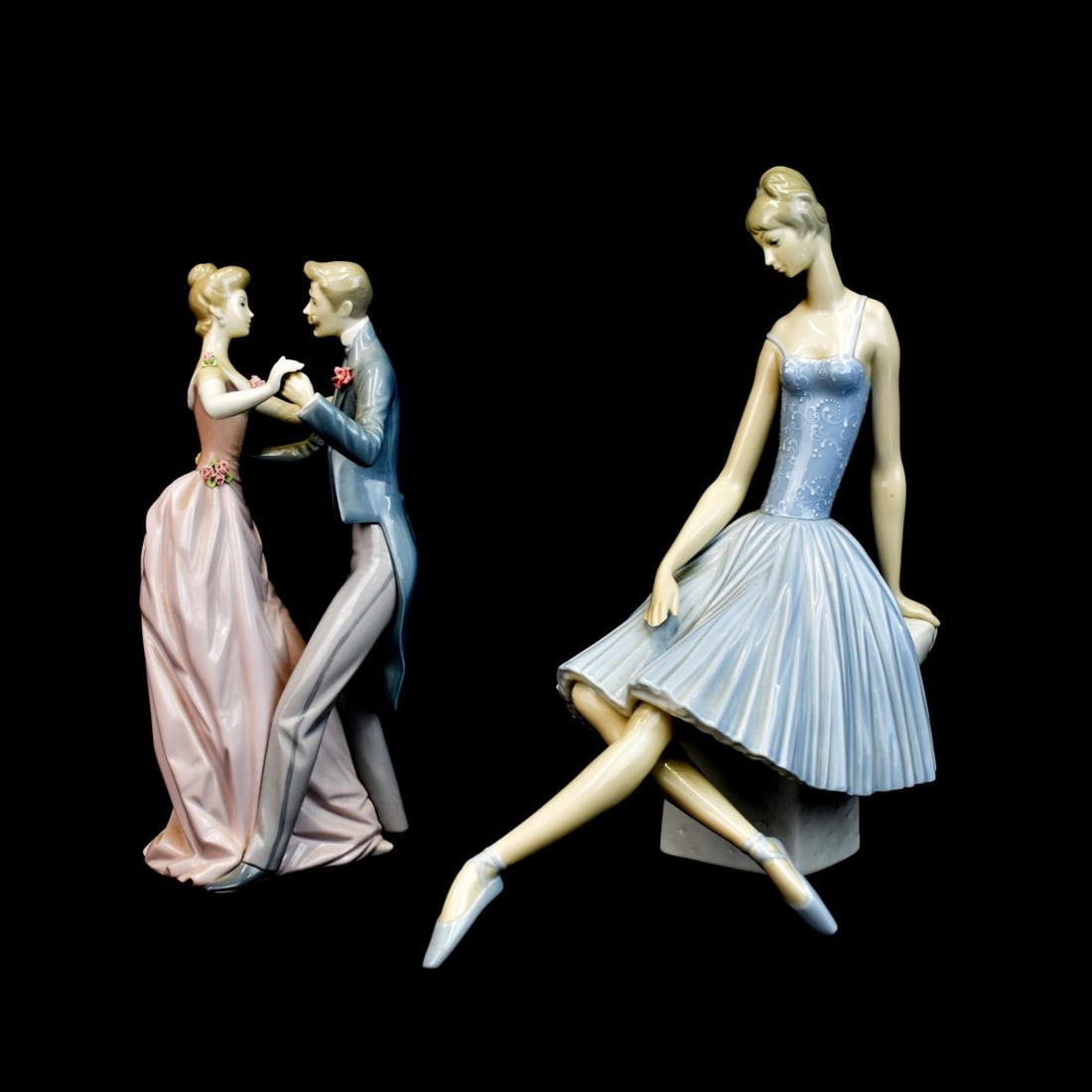2 Lladro Figurines Seated Dancer, I Love You Truly (1 of 8)