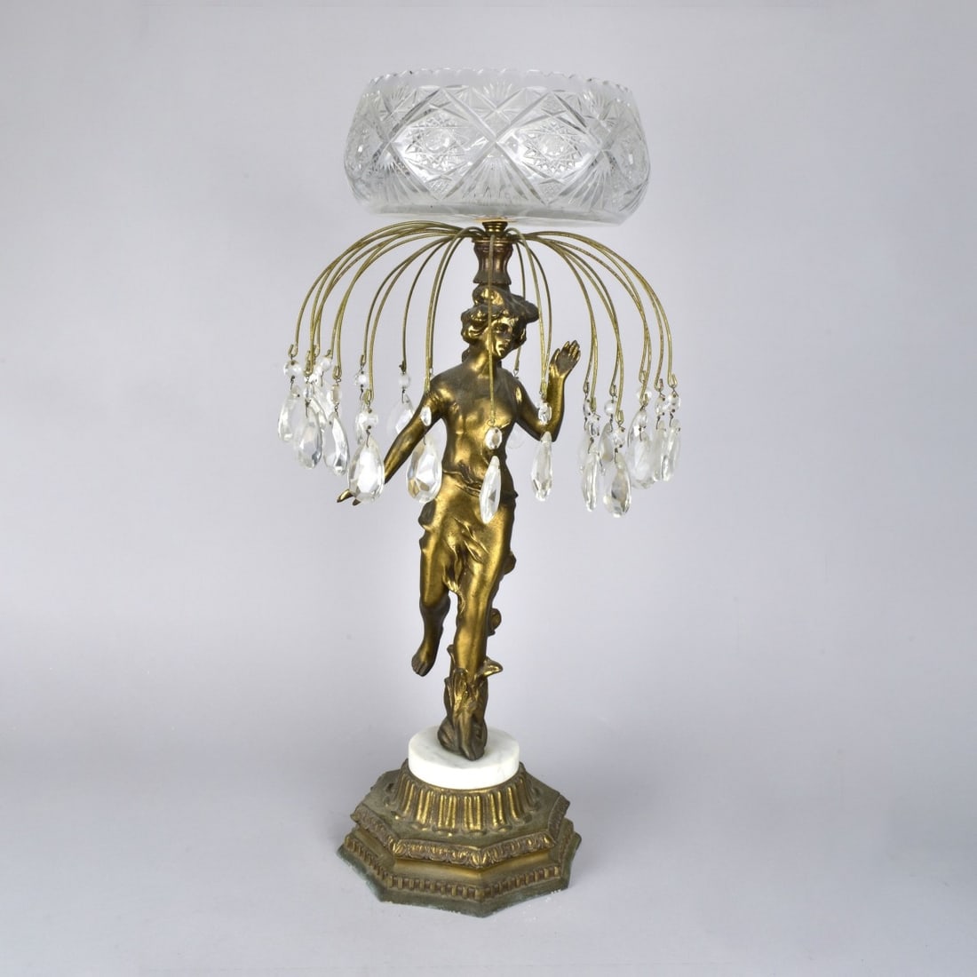 Art Nouveau Figural Statue Cut Crystal Compote (1 of 5)