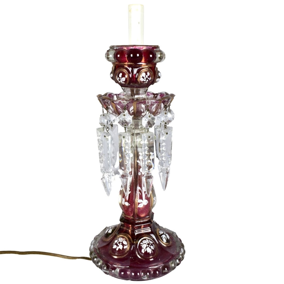 Ruby Bohemian Luster Lamp (1 of 3)