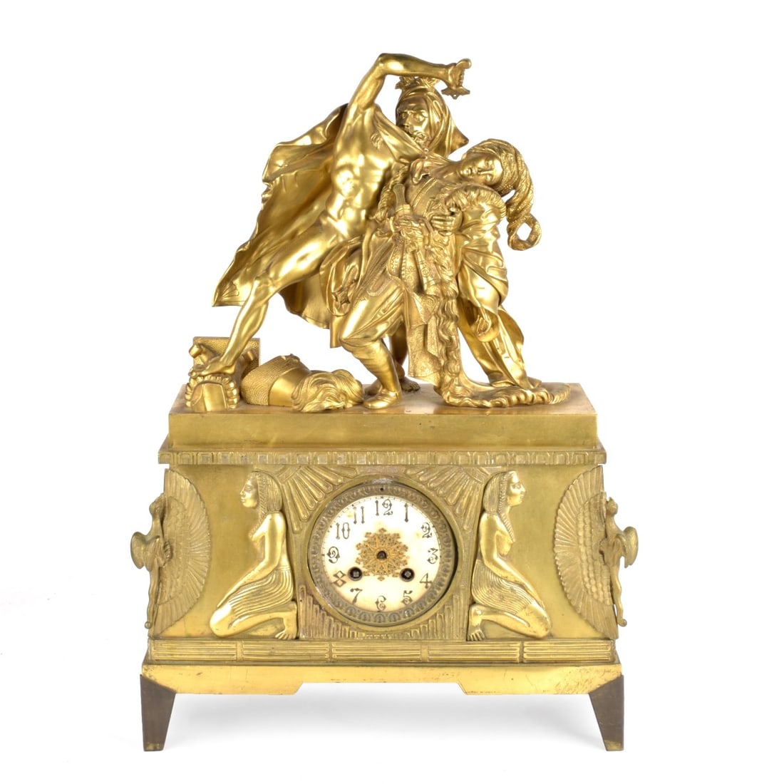 Antique Empire Style Gilded Bronze Mantle Clock (1 of 6)