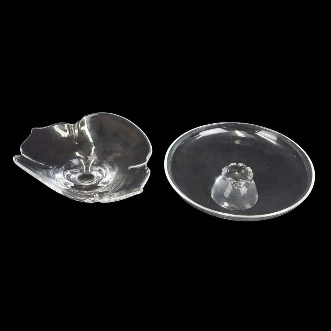 Two Vintage Steuben Crystal Footed Dishes (1 of 3)