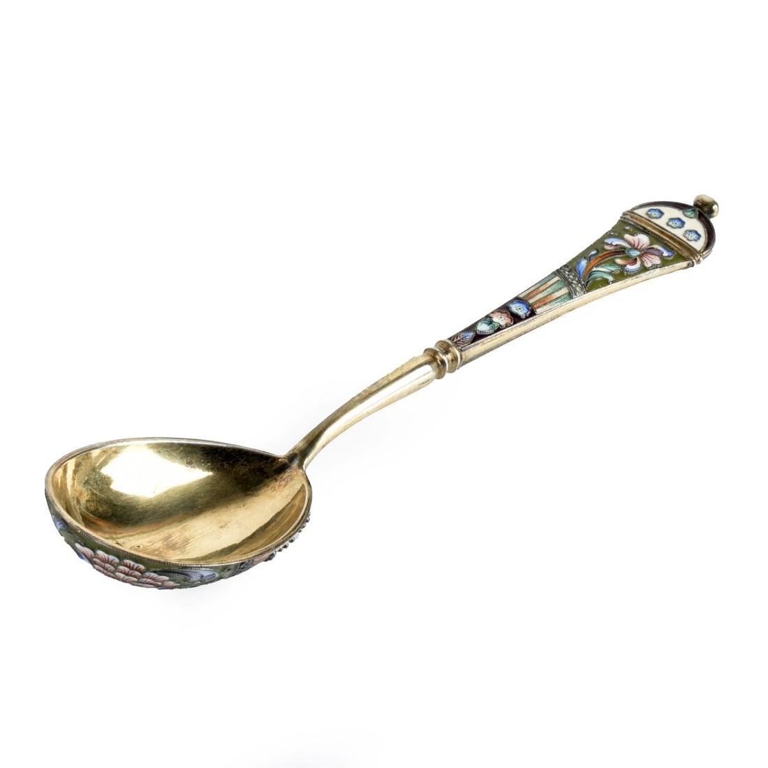 Russian Enamel Silver Gilt Tablespoon (1 of 8)