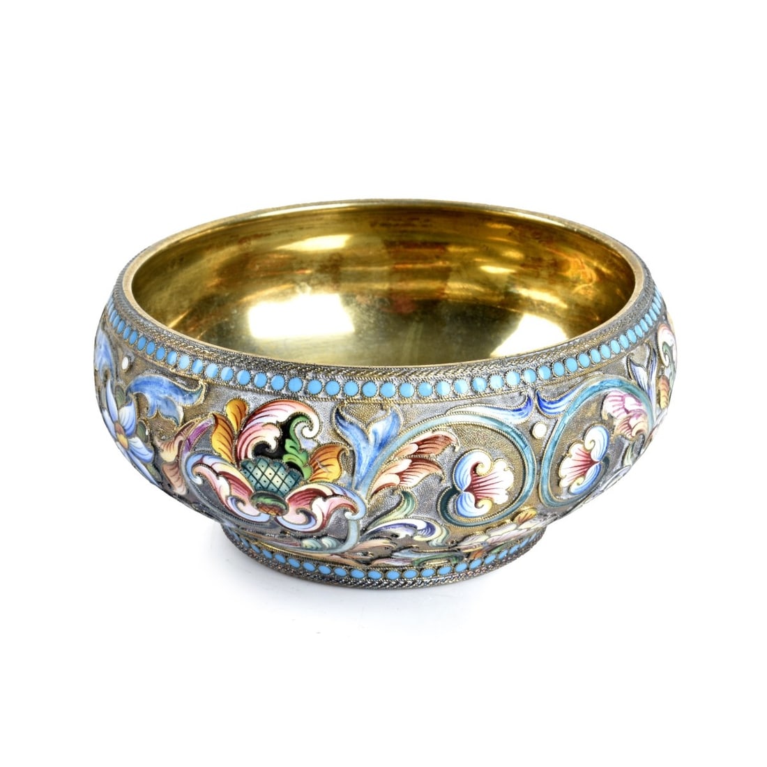 Russian Enamel Silver Gilt Bowl (1 of 6)