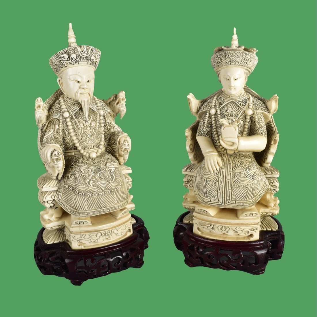 Pair of Chinese Carved Figurines (1 of 6)