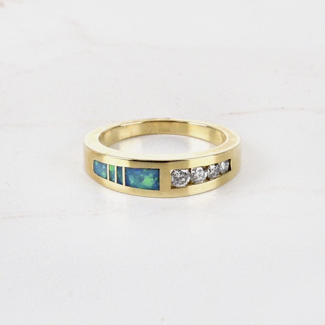 Black Opal, Diamond and 14K Ring (1 of 4)