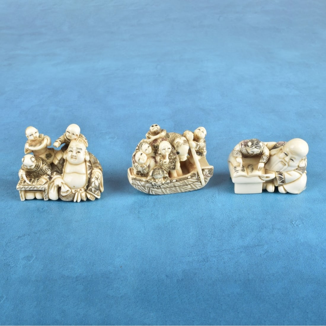 Three Antique Japanese Netsuke Figurines (1 of 5)