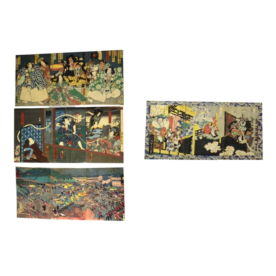 Antique Japanese Triptych Woodblock Prints (1 of 6)