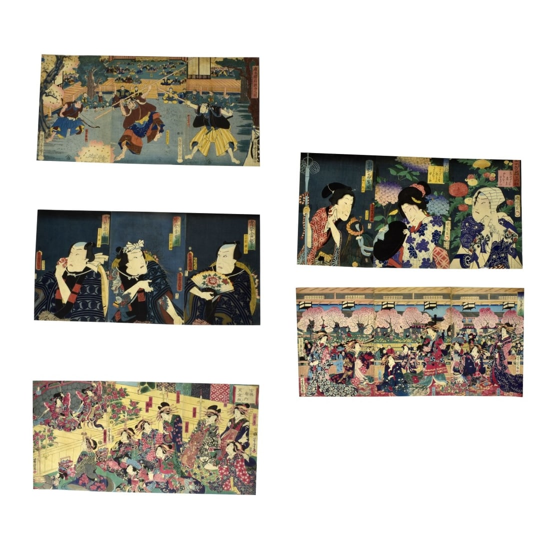 Antique Japanese Triptych Woodblock Prints (1 of 8)