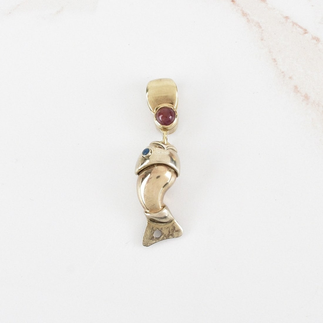 Gemstone and 18K Fish Pendant (1 of 2)