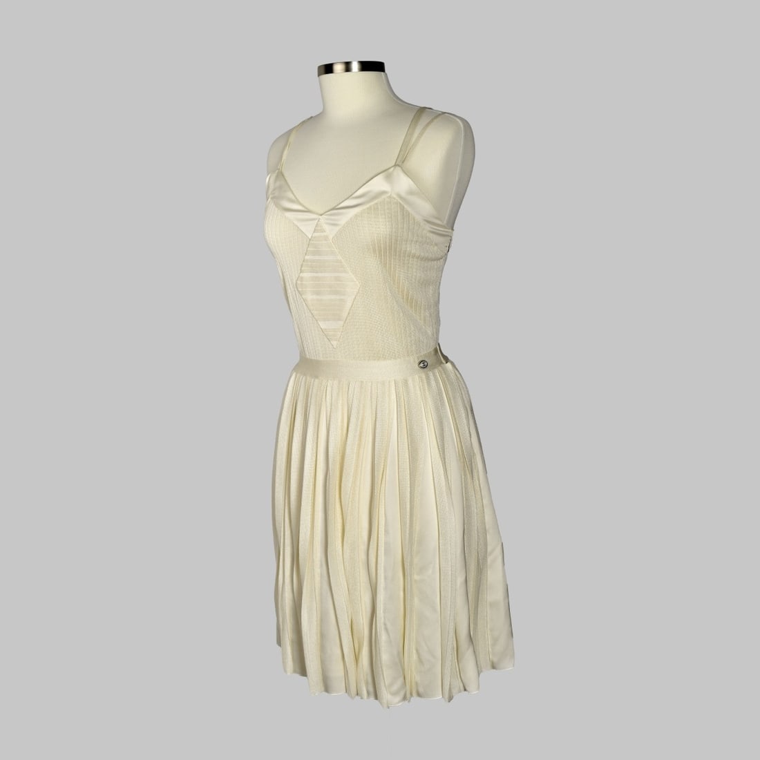 Chanel White Knit Spaghetti Strap Dress (1 of 6)