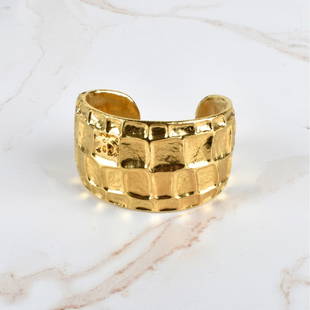 Chanel Gold CC Resin Tone Ring Size 53 Contemporary