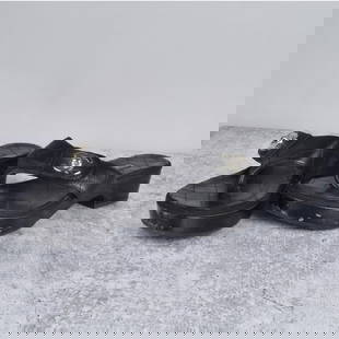 Chanel Interlocking CC Thong Sandals: Chanel Interlocking CC Quilted Leather Thong Sandals. Size 38.Provenance: The Orianne Collins Collection. A large portion of proceeds of this sale will be donated to Ms Collins’ charity of choice, t