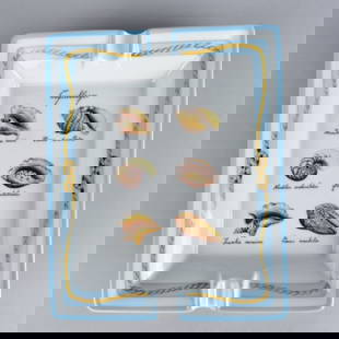 Hermes Paris "Coquillages" Cigar Ashtray: Hermes Paris "Coquillages" Porcelain Cigar Ashtray. Signed Hermes Paris. Measures 1-1/2"H x 8"L x 6-1/2"W. Provenance: The Orianne Collins Collection. A large portion of proceeds of this sale will be