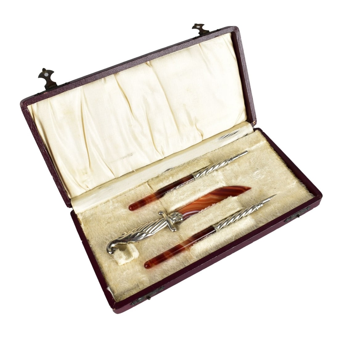 Antique Carnelian and Silver Desk Set (1 of 4)