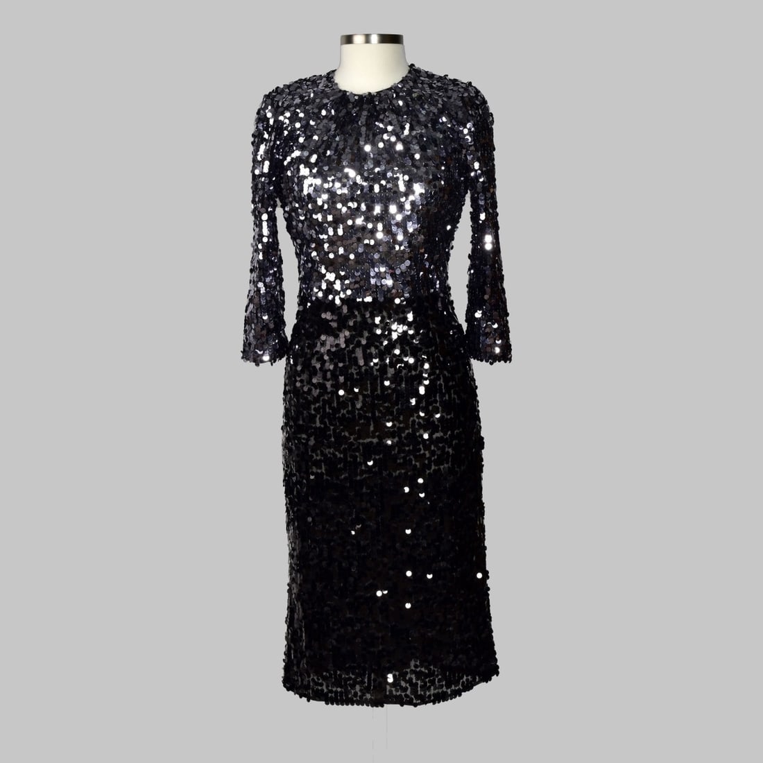 Dolce & Gabbana Black Sequin Midi Dress (1 of 6)