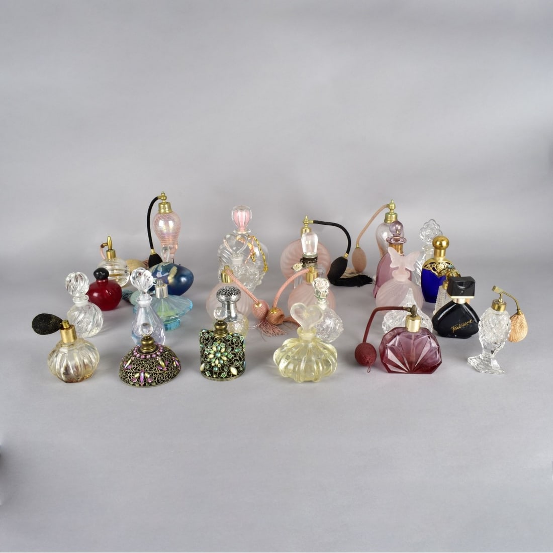 Grouping of Perfume Bottles & Atomizers (1 of 2)