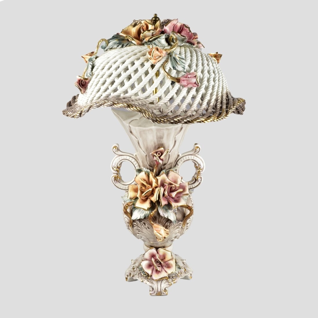 Capodimonte Table Lamp with Floral Shade (1 of 4)